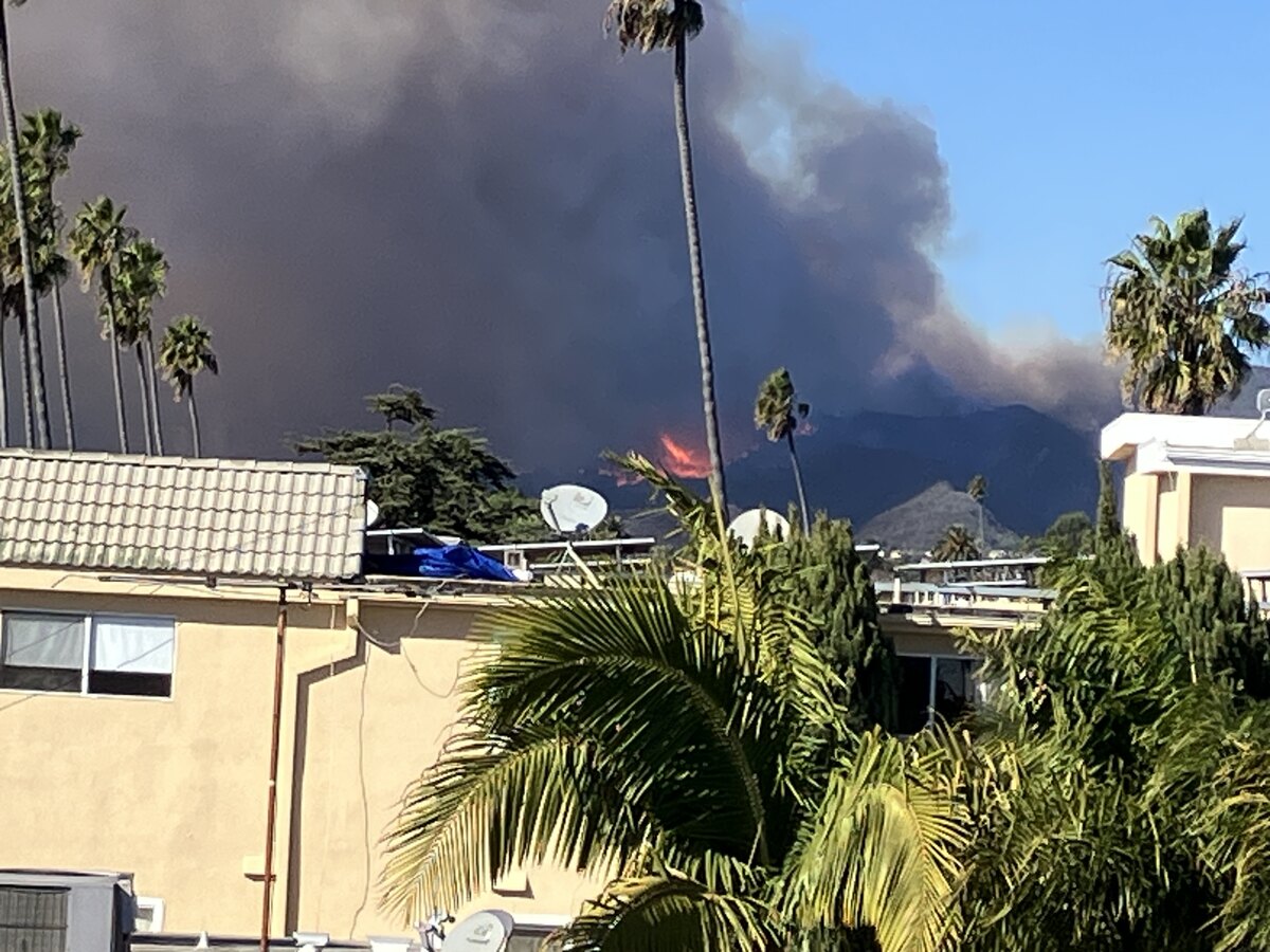 Fire Burns the Santa Monica Mountains North of Santa Monica Tuesday Jan